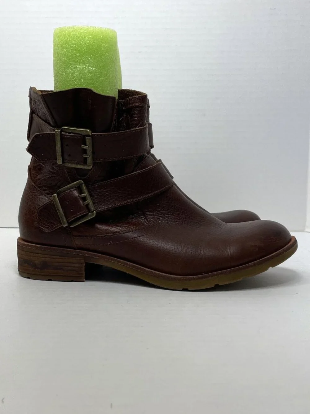 Sofft Boots Sz 9 M Brinson Embossed Leather Side-Zip Brown Short Ankle Booties